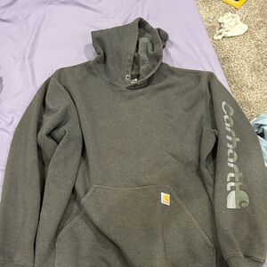 Carhartt Charcoal Hooded Sweatshirt with Sleeve Logo